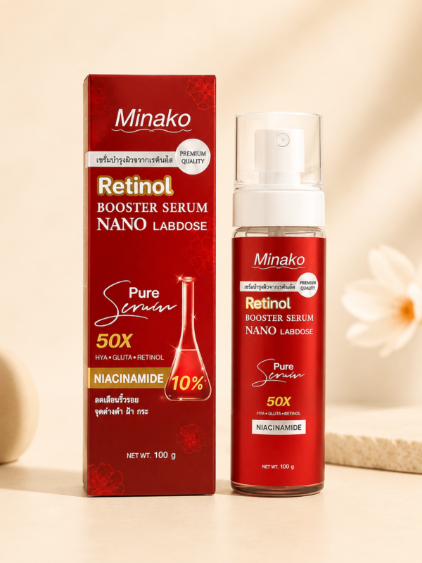 Sérum Booster Anti-Âge & Anti-Taches au Rétinol, Niacinamide 10% & Glutathion – Minako Nano Labdose (100g)